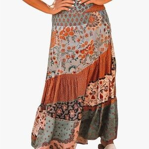 Bohemian Patchwork Maxi Skirt
